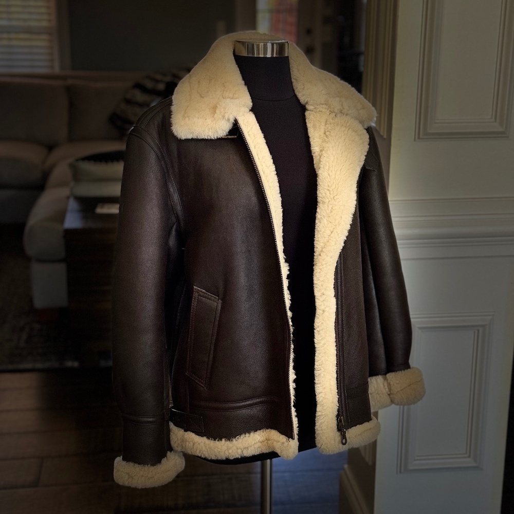 New Sheepskin Shearling B-3 Aviator/Bomber Jacket/Coat